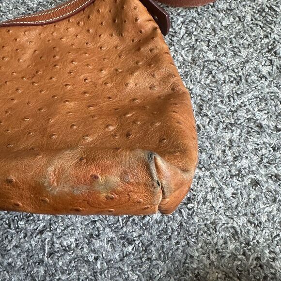 Dooney & Bourke Ostrich Hobo Shoulder Bag Brown Leather Zip Purse - Picture 5 of 12